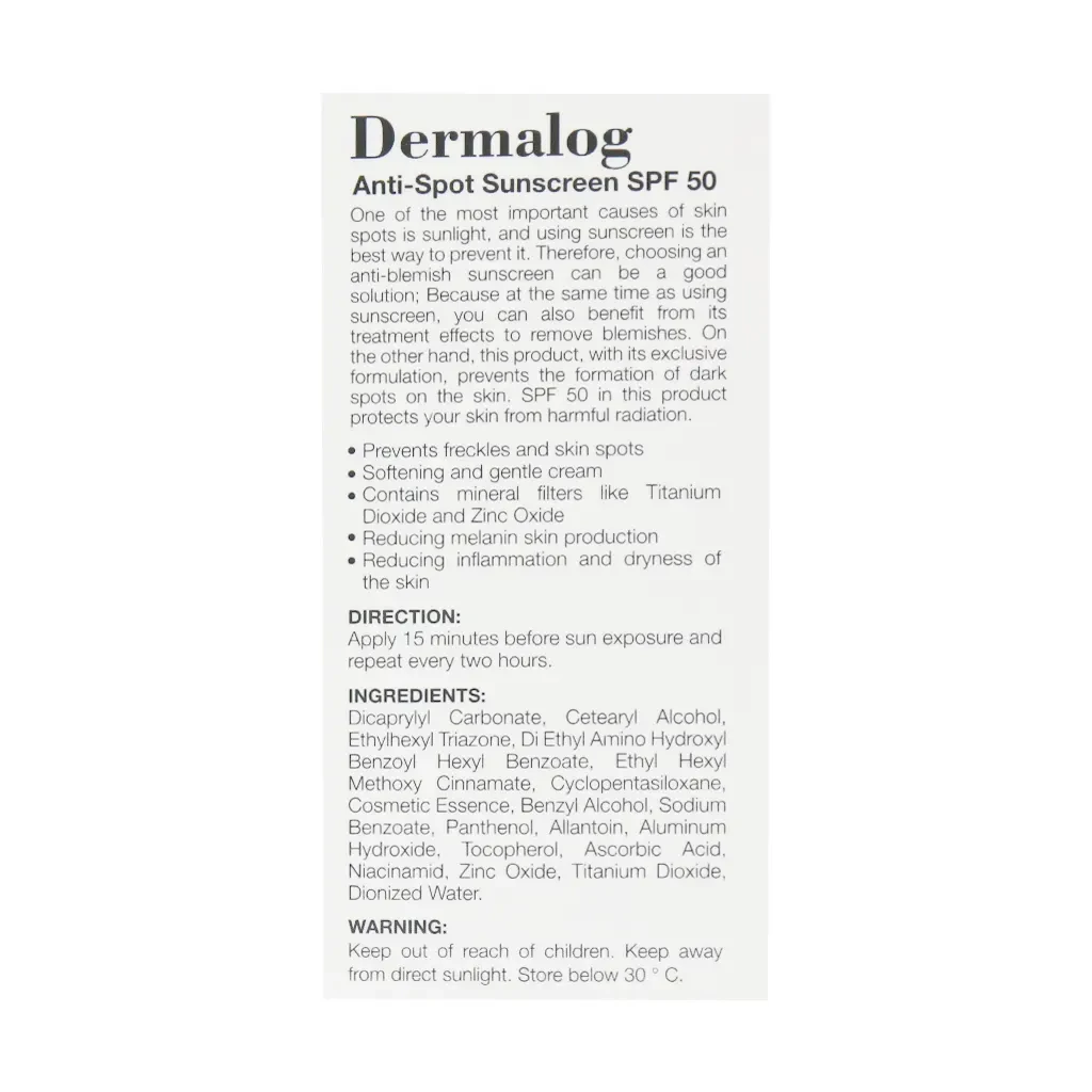 کرم ضدآفتاب ضدلک SPF50 درمالوگ 50 میلی لیتر - تصویر 2