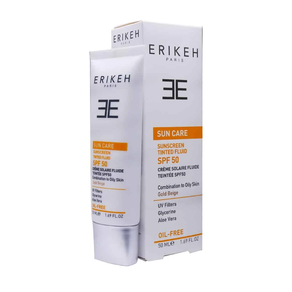 فلوئید ضد آفتاب پوست چرب اریکه spf 50- بژ طلایی