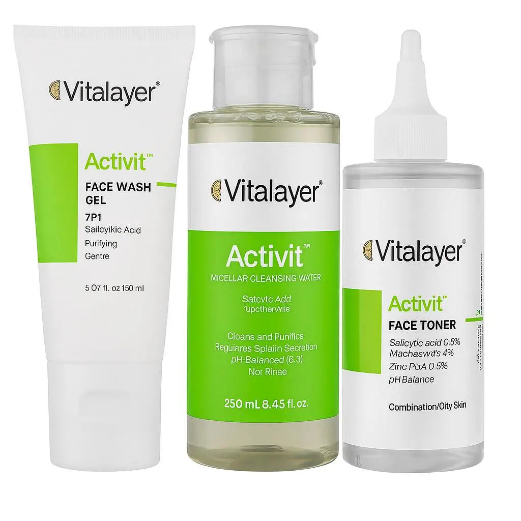 پکیج ویتالایر (۱۰% تخفیف) ژل شستشو، میسلار واتر و تونر اکتی ویت (Acnevit)