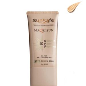 ضد آفتاب کرم پودری SPF50 مکیسان سان سیف - بژ طلایی