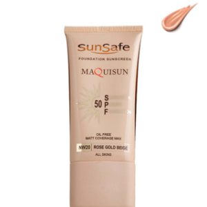 ضد آفتاب کرم پودری SPF50 مکیسان سان سیف - رزگلد بژ