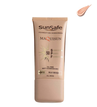 ضد آفتاب کرم پودری SPF50 مکیسان سان سیف - بژ ابریشمی