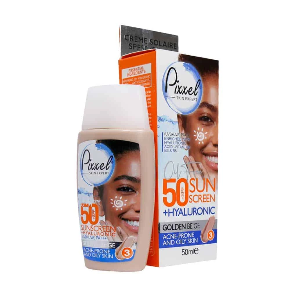 کرم ضد آفتاب SPF50 پوست چرب 50 میلی لیتر پیکسل - بژ طلایی