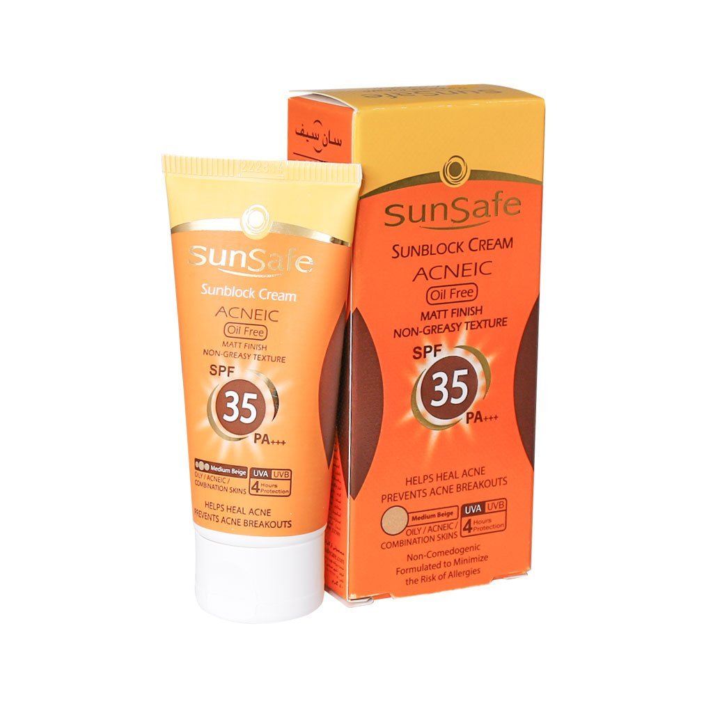 کرم ضد آفتاب آنتی آکنه SPF35 سان سیف - بژ متوسط