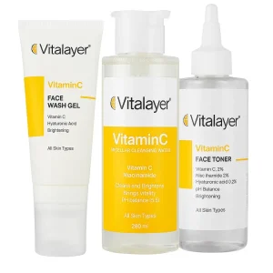 پکیج ویتالایر (۱۰% تخفیف) ژل شستشو، میسلار واتر و تونر C-Vit مخصوص روشن سازی و جوانسازی